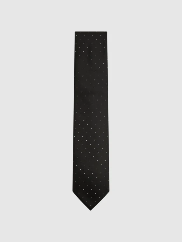 Reiss Liam Silk Tie - Black Polka Dot