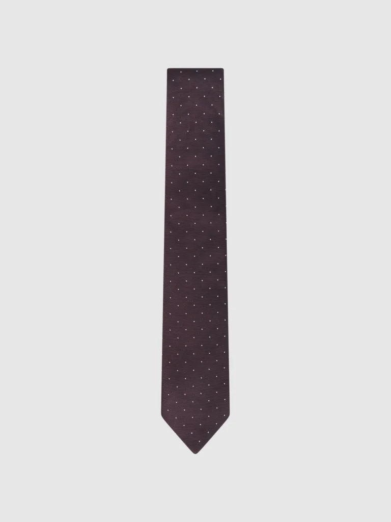Reiss Liam Silk Tie - Burgundy Polka Dot