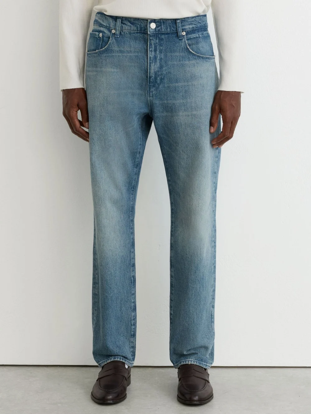 Reiss Light Blue Comfort-stretch Relaxed Straight-leg Jeans, view 3