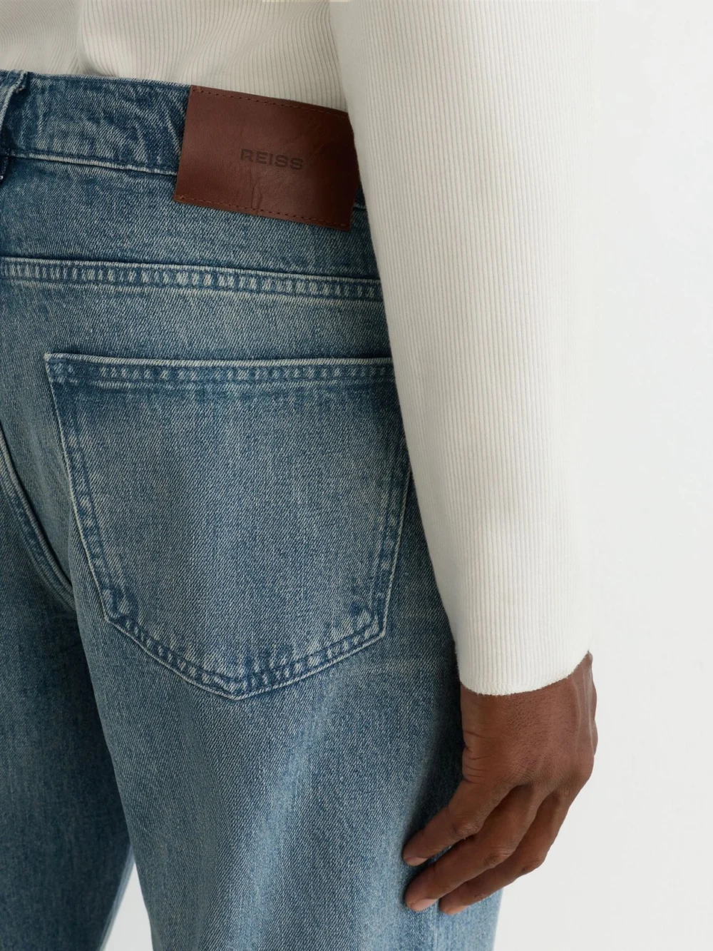 Reiss Light Blue Comfort-stretch Relaxed Straight-leg Jeans, view 4