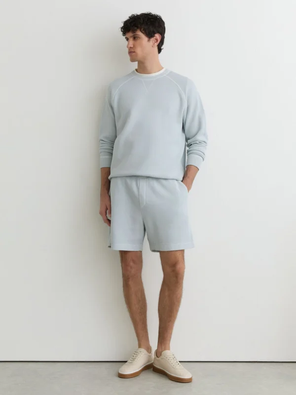 Reiss Light Blue Cotton-piqué Garment-dyed Sweatshirt