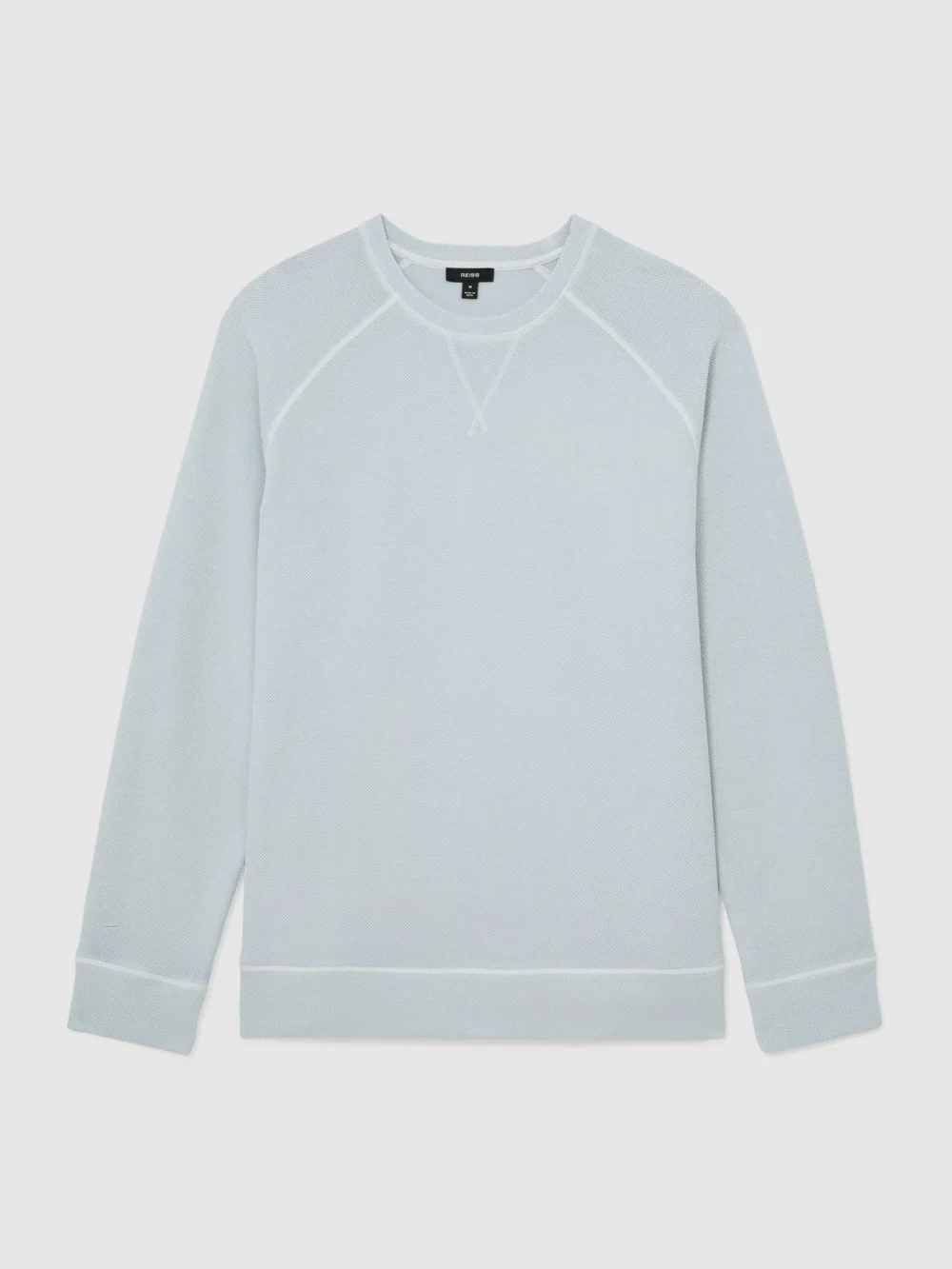 Reiss Light Blue Cotton-piqué Garment-dyed Sweatshirt, view 2