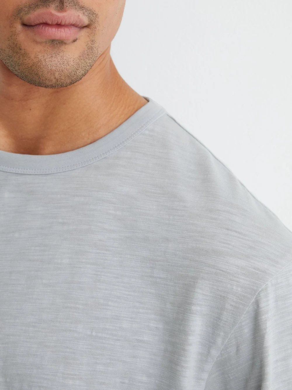 Reiss Light Blue Cotton Slub Relaxed-fit T-shirt, view 4