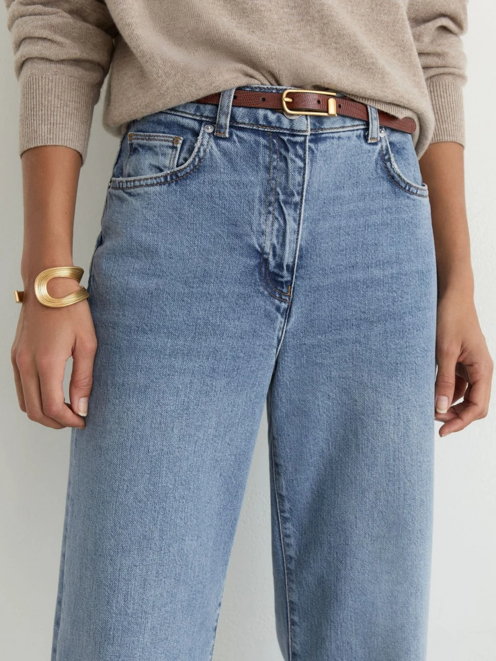 Reiss Light Blue Mid-rise Straight-leg Jeans, view 3
