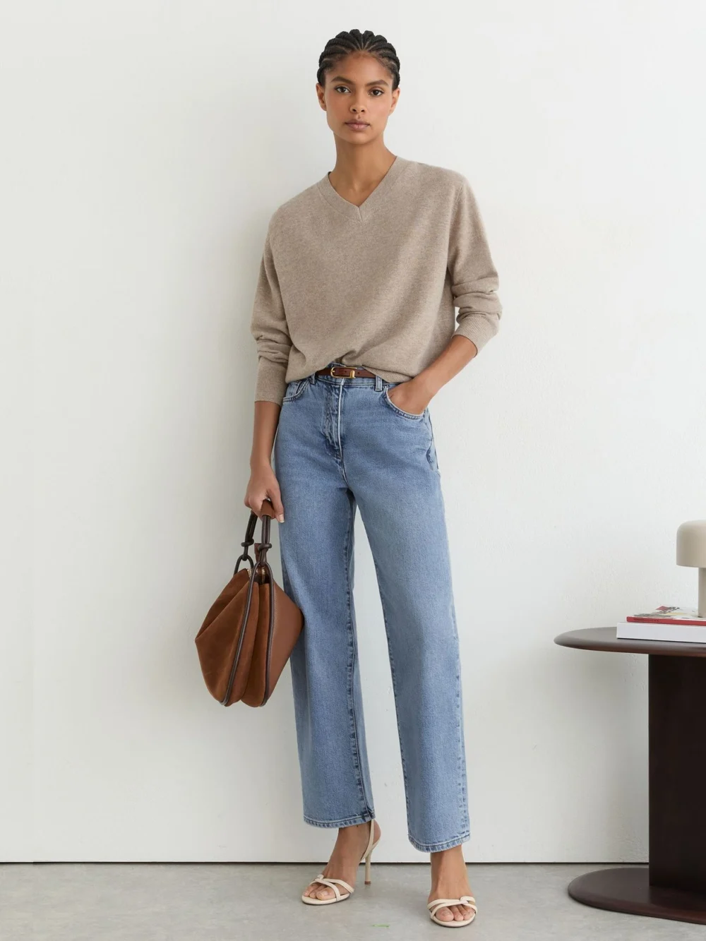 Reiss Light Blue Mid-rise Straight-leg Jeans, view 4