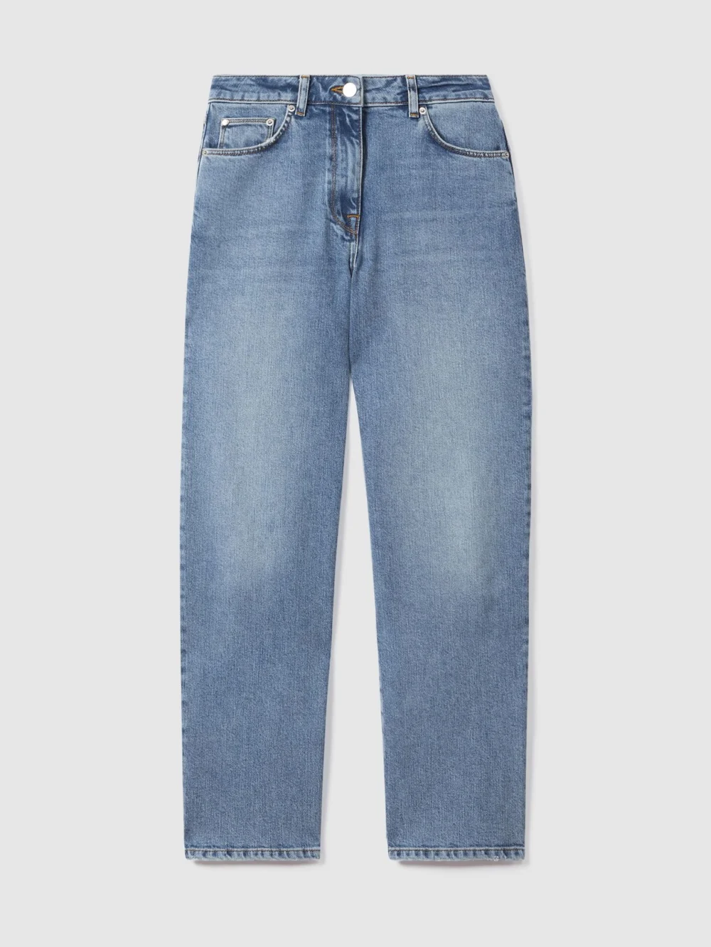 Reiss Light Blue Mid-rise Straight-leg Jeans, view 6