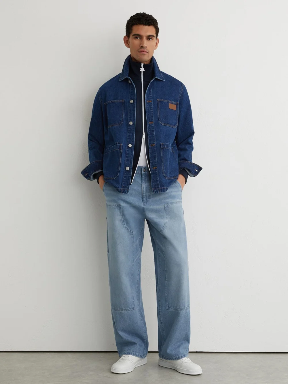 Reiss Light Blue Monogram Relaxed-fit Carpenter Jeans