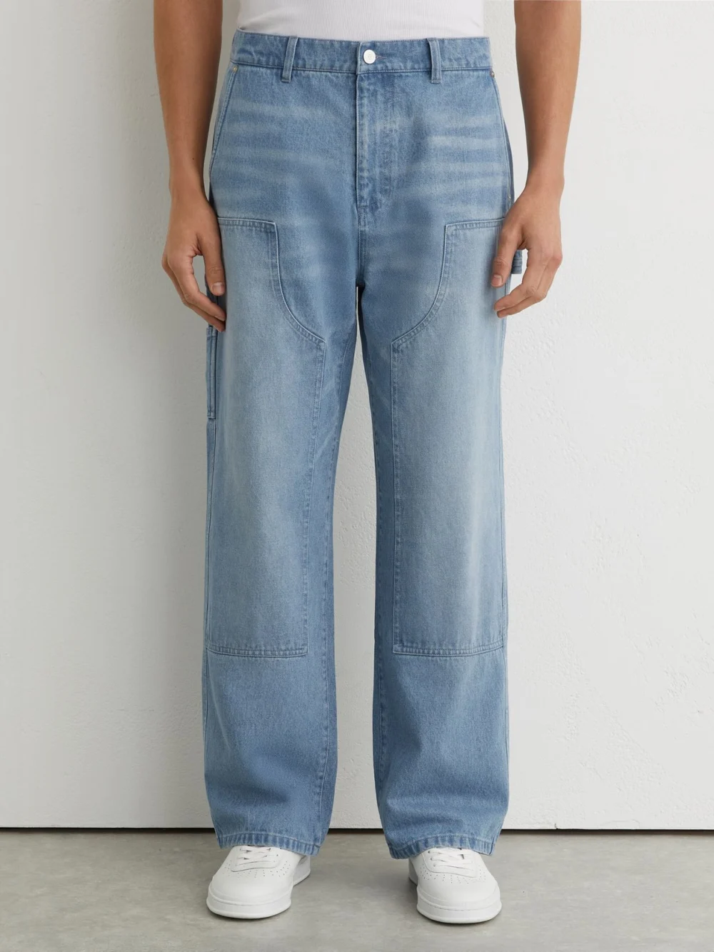 Reiss Light Blue Monogram Relaxed-fit Carpenter Jeans, view 3
