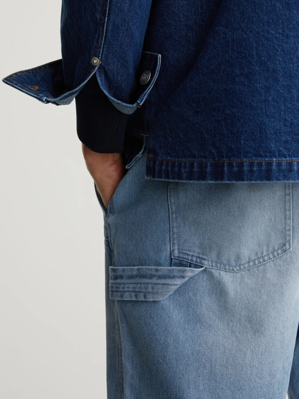 Reiss Light Blue Monogram Relaxed-fit Carpenter Jeans, view 4