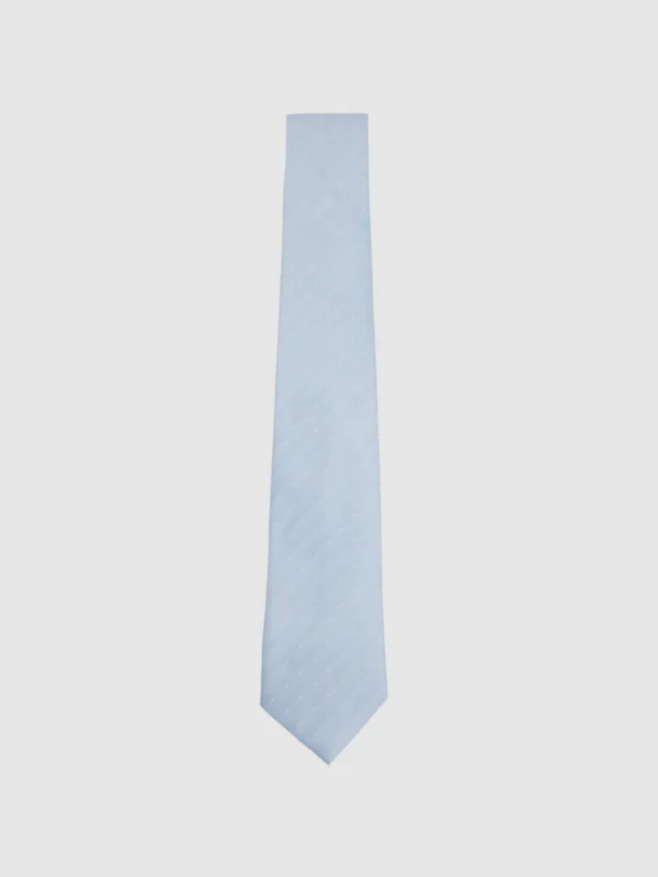 Reiss Light Blue Polka Dot Silk Tie,