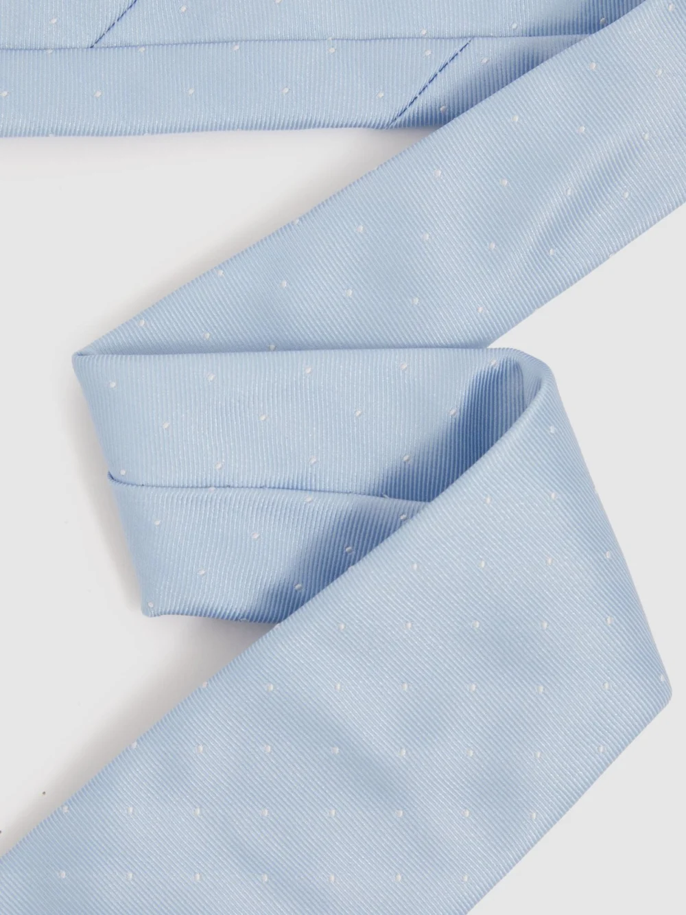 Reiss Light Blue Polka Dot Silk Tie,, view 3