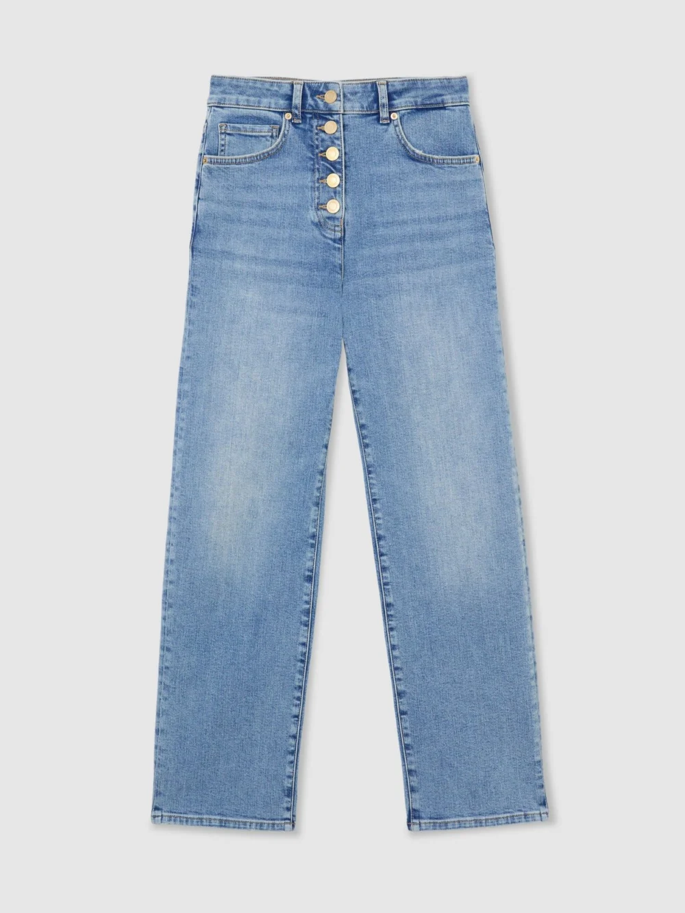 Reiss Light Blue Straight-leg Cropped Jeans, view 2