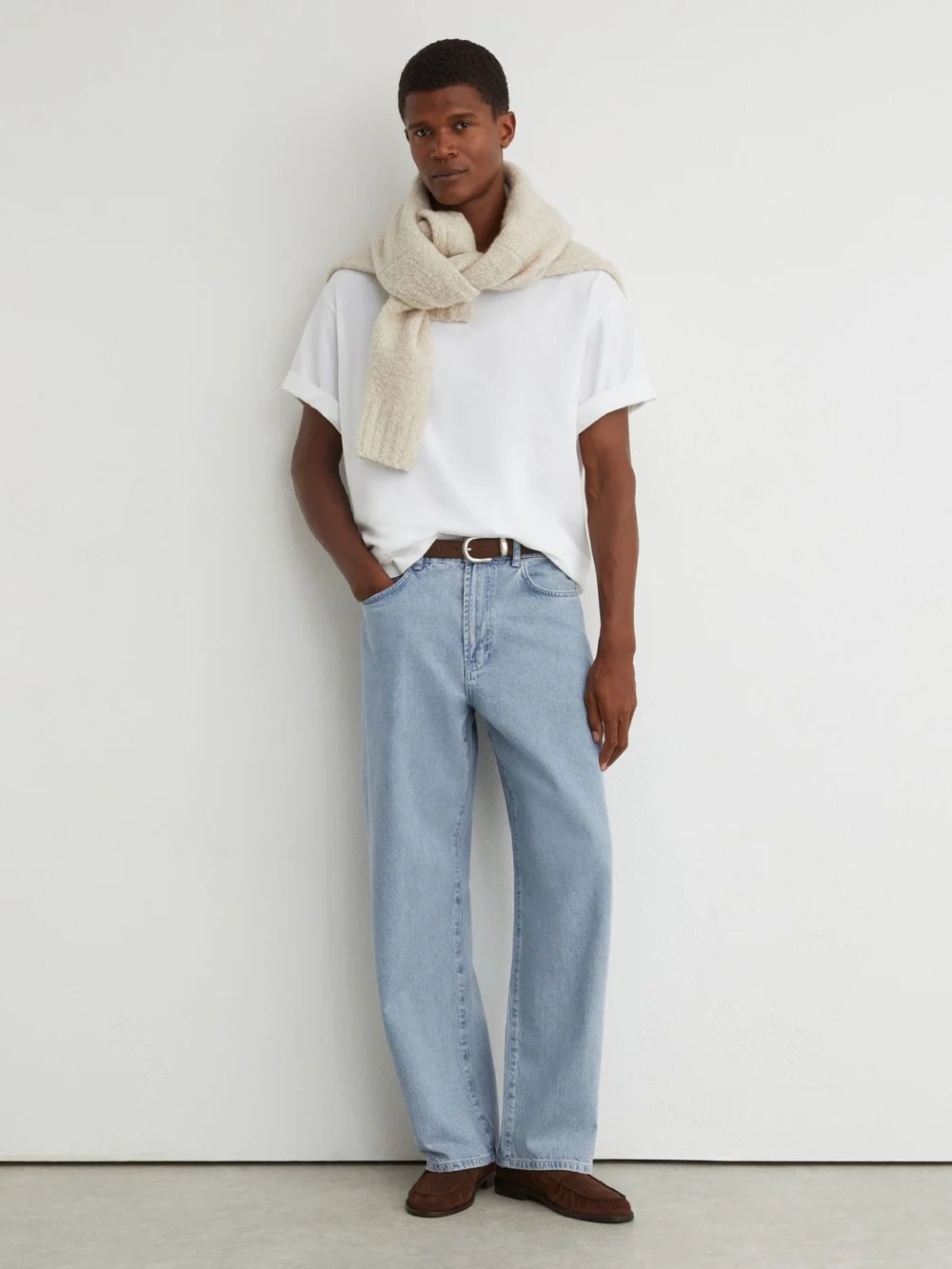 Reiss Light Blue Wash Baggy-fit Jeans