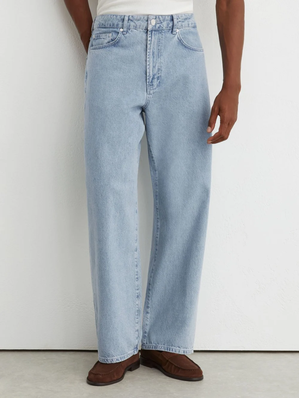 Reiss Light Blue Wash Baggy-fit Jeans, view 3