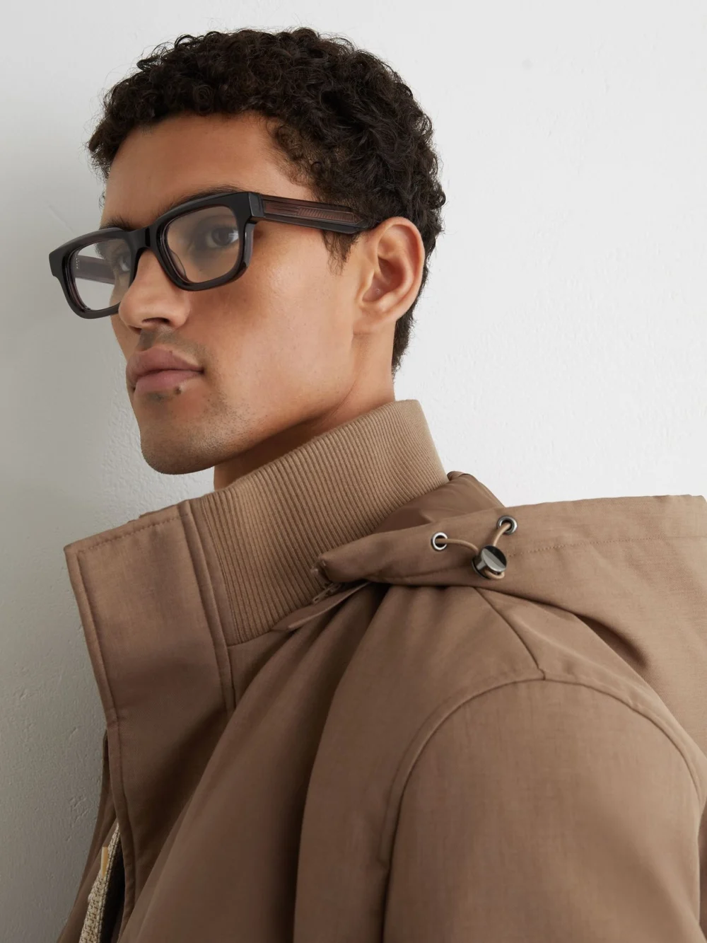 Reiss Light Brown Hooded Zip-through Padded Coat, view 4