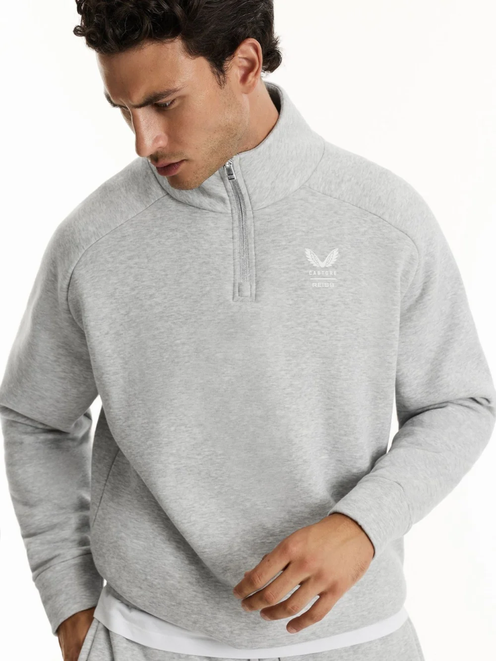 Reiss Light Grey 1 & 4 Sweatshirt | Castore Relaxed Quarter-zip S, view 3