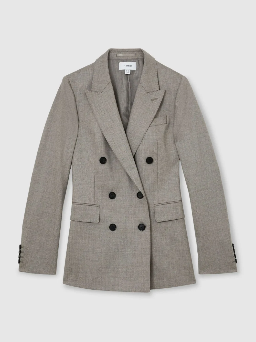 Reiss Light Grey Petite Wool-blend Double-breasted Blazer, view 6