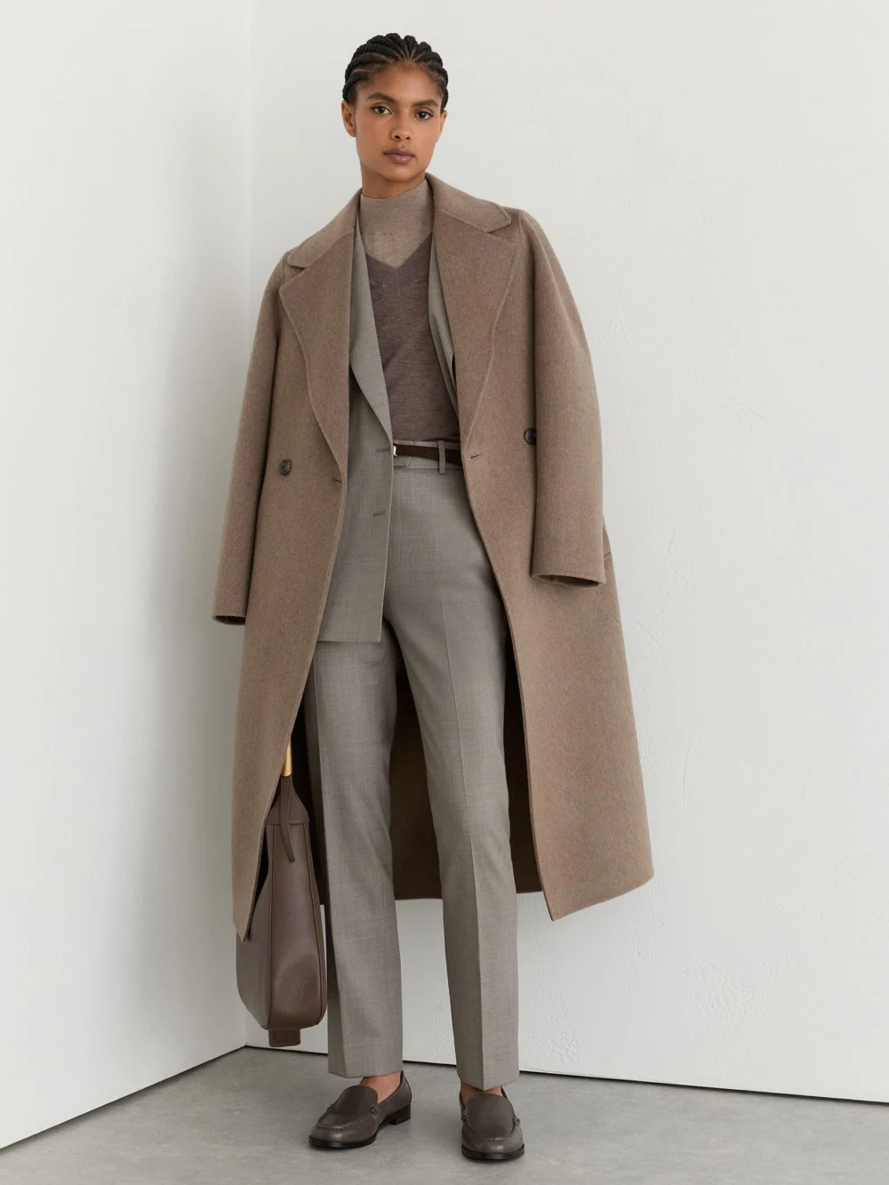 Reiss Light Grey Petite Wool-blend Slim-leg Trousers, view 5