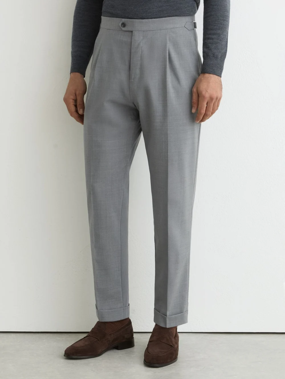 Reiss Light Grey Promise Tailored Fit Side-adjuster Tailored-fit Suit Trousers Wool-blend, view 3