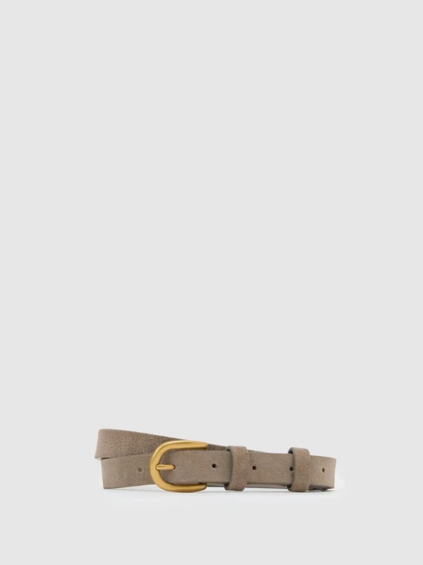 Reiss Light Grey Suede Tie Curved-buckle Belt