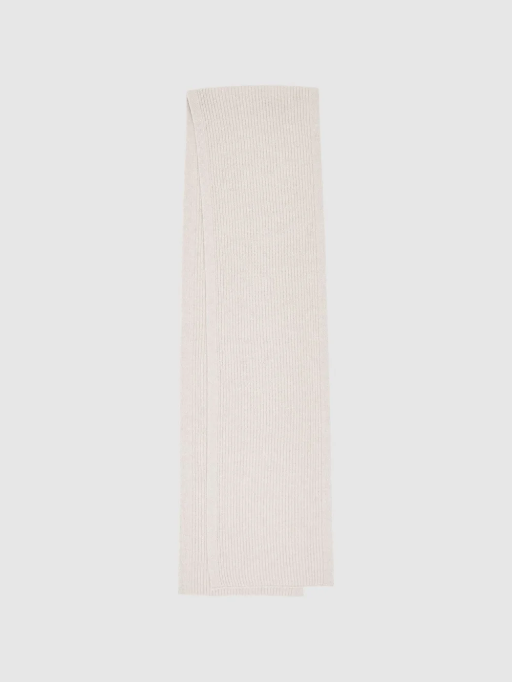 Reiss Light Oatmeal Melange Chesterfield Wool Scarf and Beanie Gift Set,, view 3