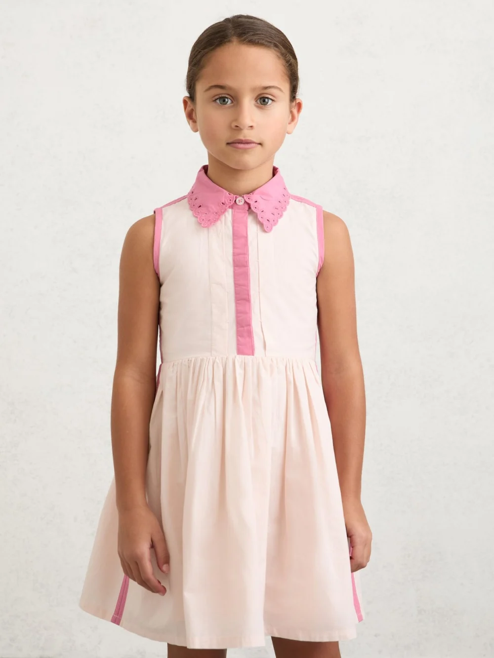 Reiss Light Pink 13-14 yrs Cotton Contrast-trim Collared Dress,, view 2