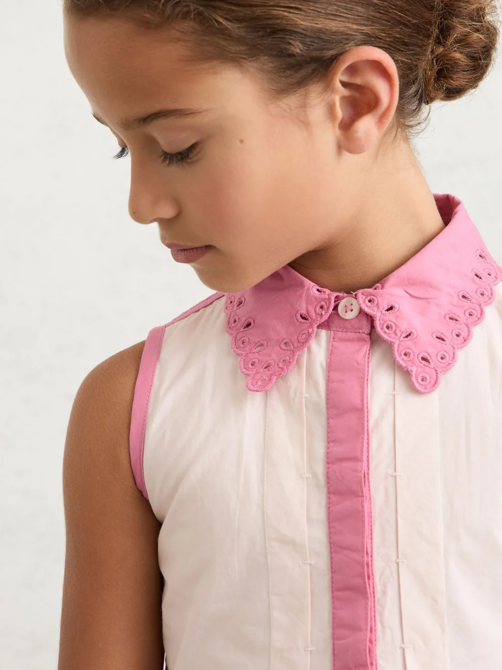 Reiss Light Pink 13-14 yrs Cotton Contrast-trim Collared Dress,, view 3