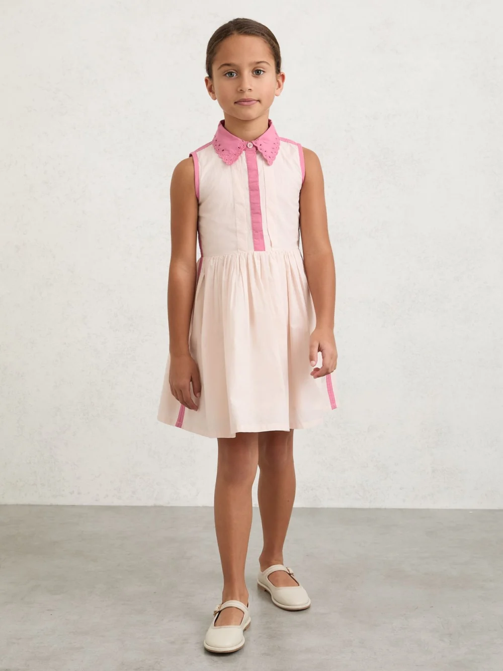 Reiss Light Pink 13-14 yrs Cotton Contrast-trim Collared Dress,, view 4
