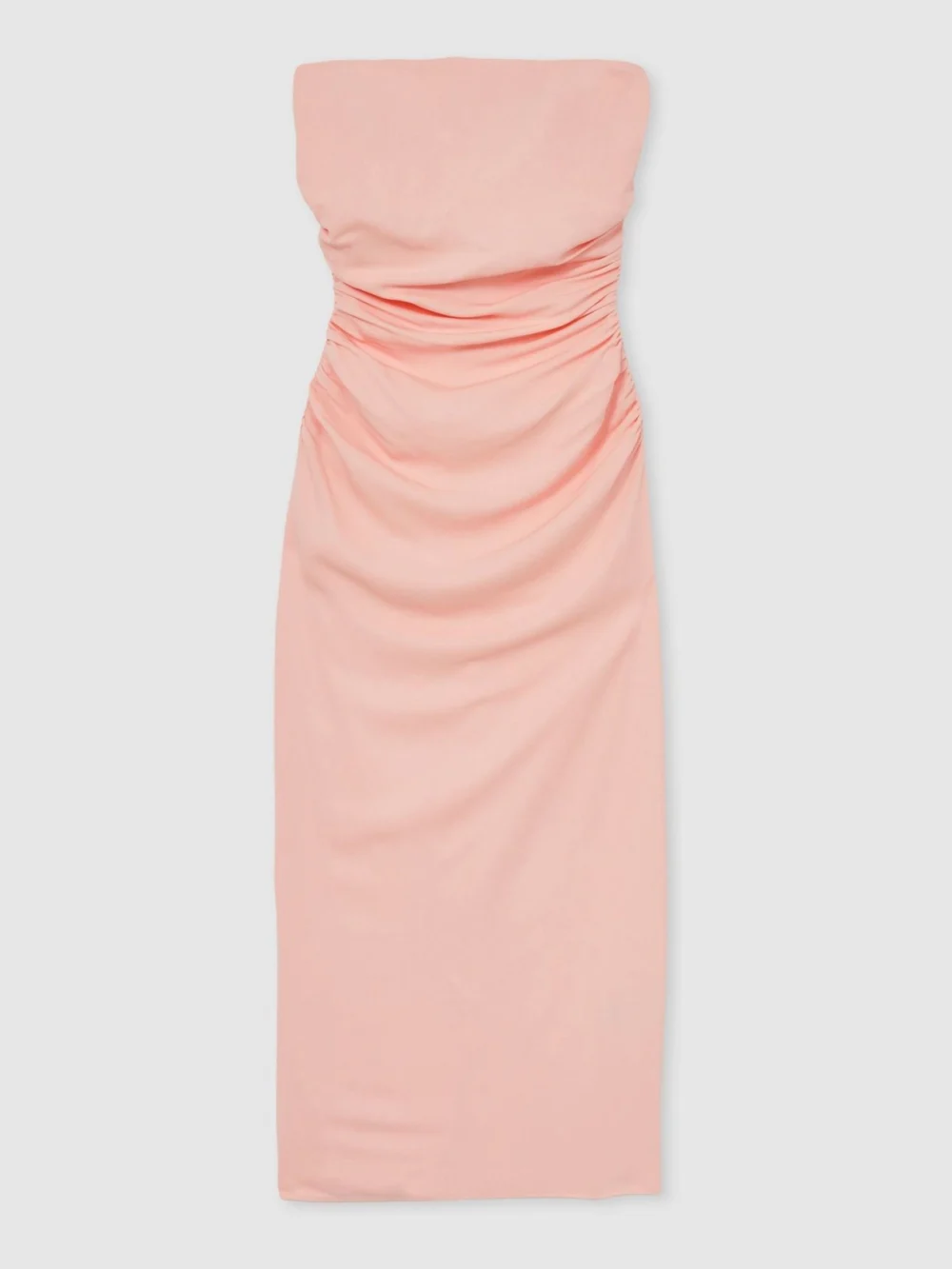 Reiss Light Pink Ruched Strapless Bodycon Dress, view 5