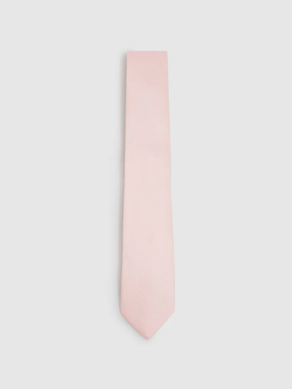 Reiss Light Pink Textured Silk Blend Tie,
