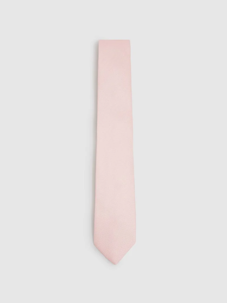 Reiss Light Pink Textured Silk Blend Tie,