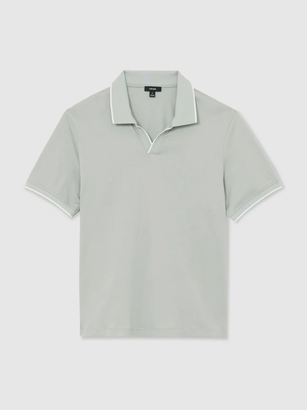 Reiss Light Sage Green Air-water Cotton Tipped Polo Shirt, view 2