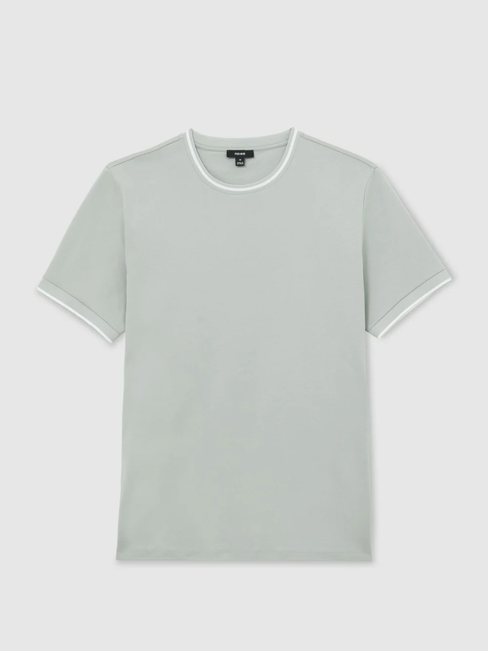 Reiss Light Sage Green Air-water Cotton Tipped Tailored-fit T-shirt, view 2