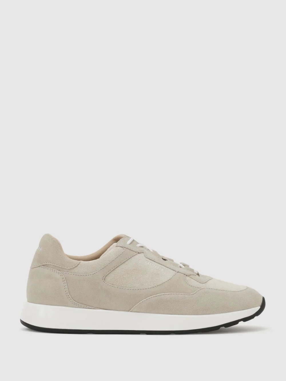 Reiss Light Stone Grant Bonded-leather Lightweight Runner Trainers, view 2
