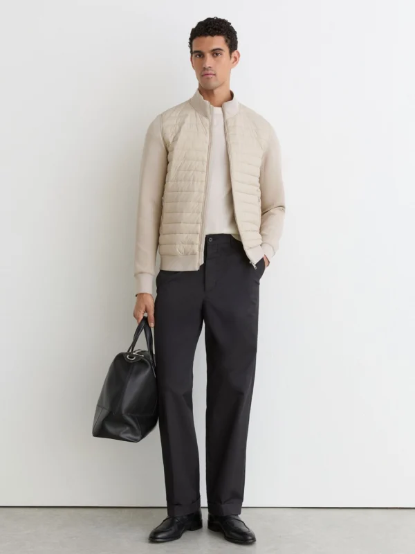 Reiss Light Stone Hybrid Quilt and Interlock Zip Jacket
