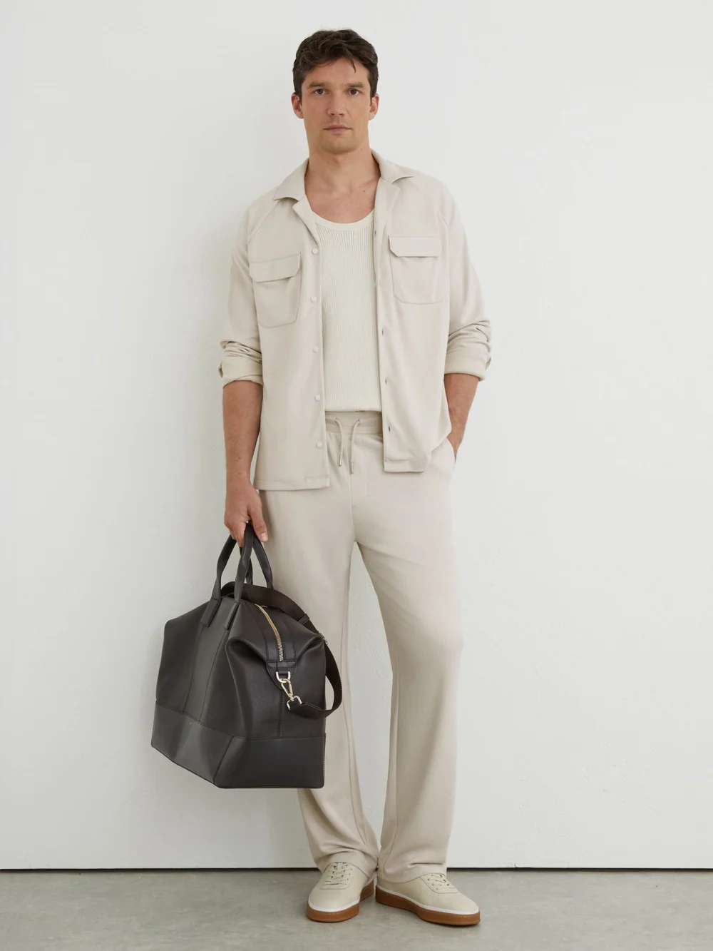Reiss Light Stone Relaxed Jersey Drawstring Trousers