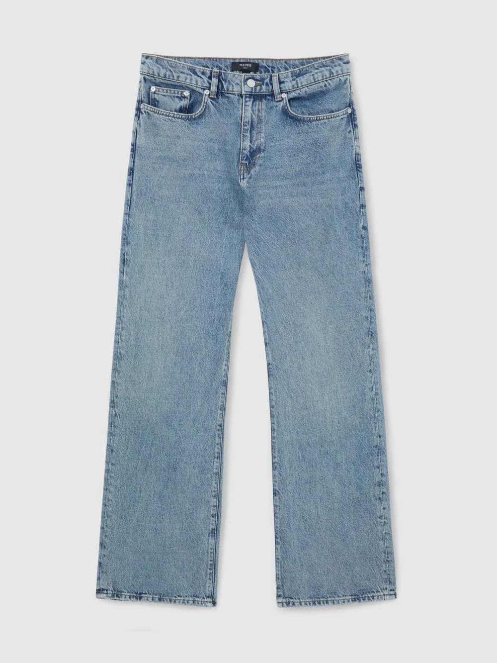 Reiss Light Stone Wash Relaxed Flared-leg Jeans, view 2