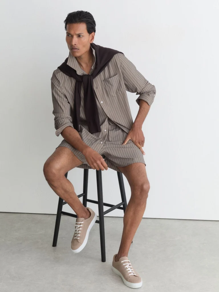 Reiss Light Taupe Brown Finleyted Low-top Trainers