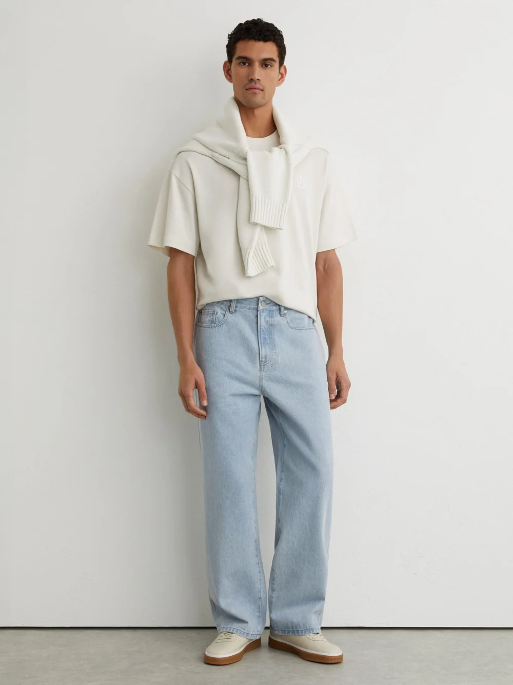 Reiss Light Wash Blue Monogram Relaxed-fit Jeans