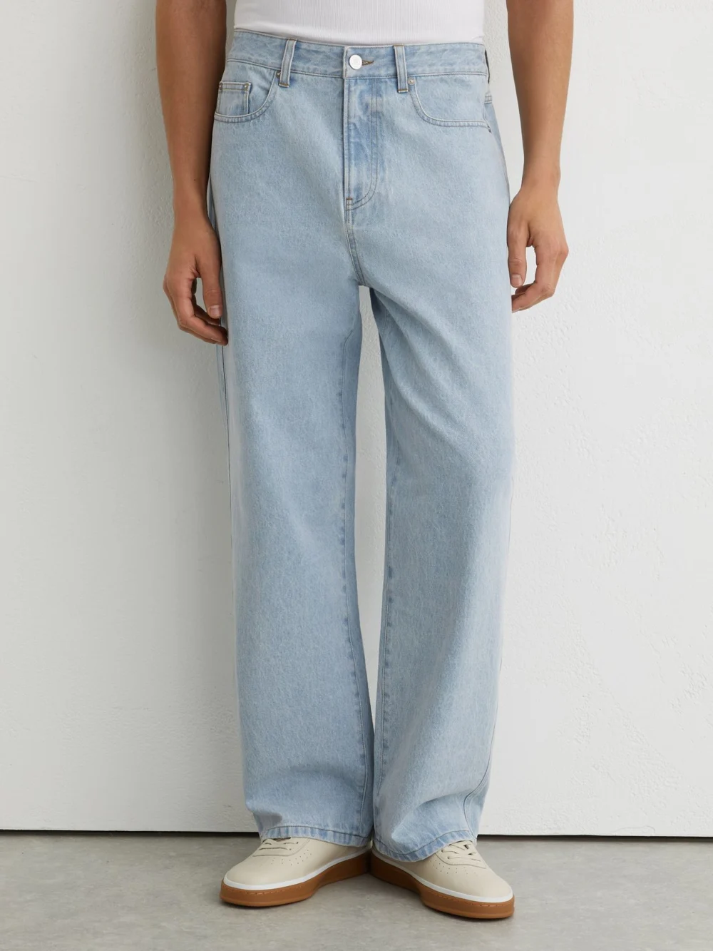 Reiss Light Wash Blue Monogram Relaxed-fit Jeans, view 3