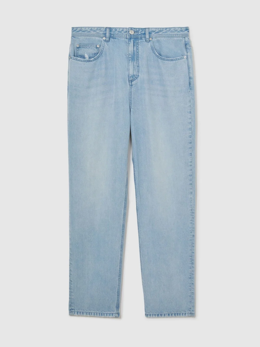 Reiss Light Wash Blue Relaxed Straight-fit Distressed Jeans, view 2