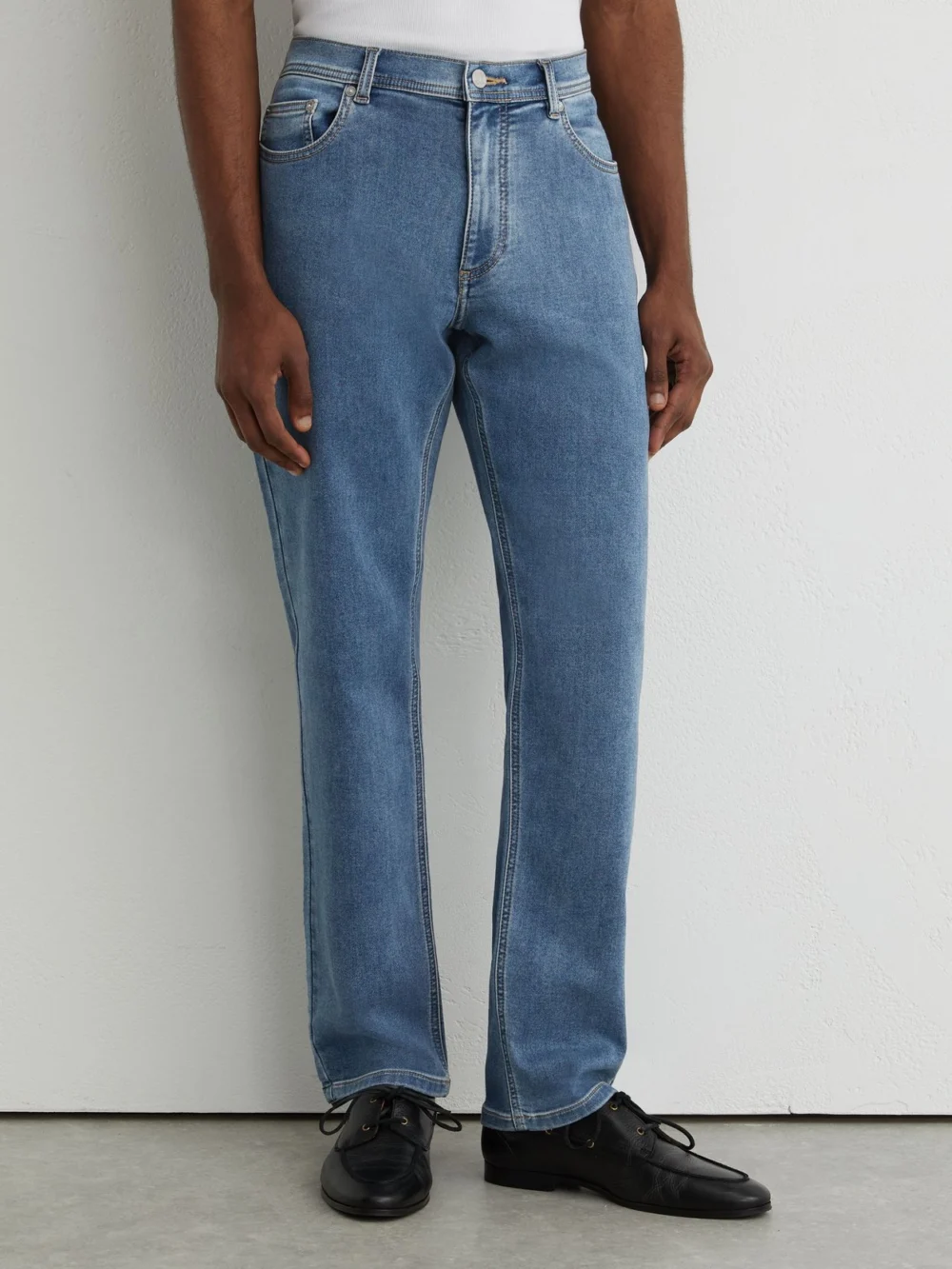 Reiss Light Wash Blue Straight-leg Jeans, view 3