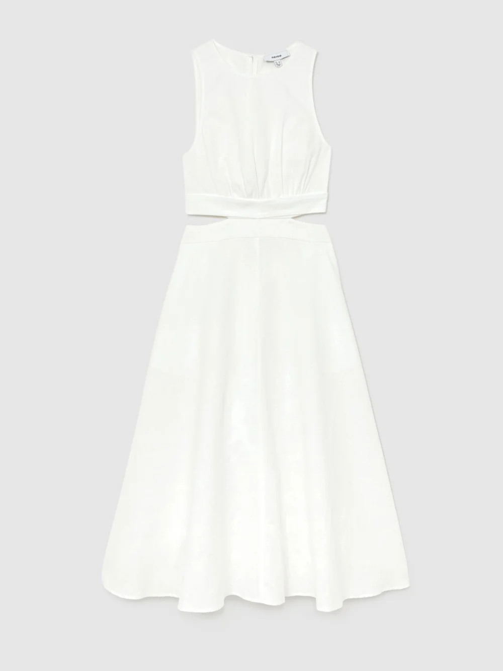 Reiss Linen-cotton Cut-out Midi Dress, view 2