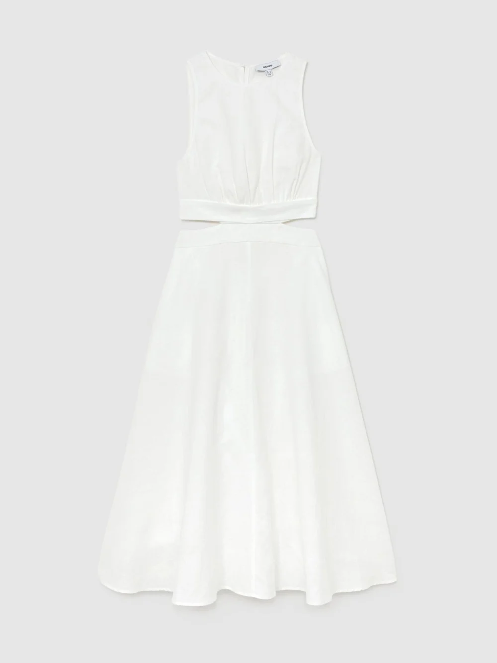 Reiss Linen-cotton Cut-out Midi Dress, view 6