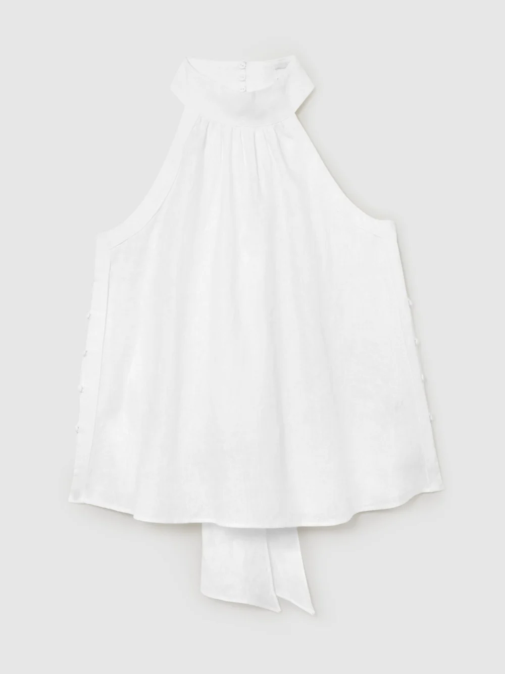 Reiss Linen Sleeveless Scarf-neck Top, view 2