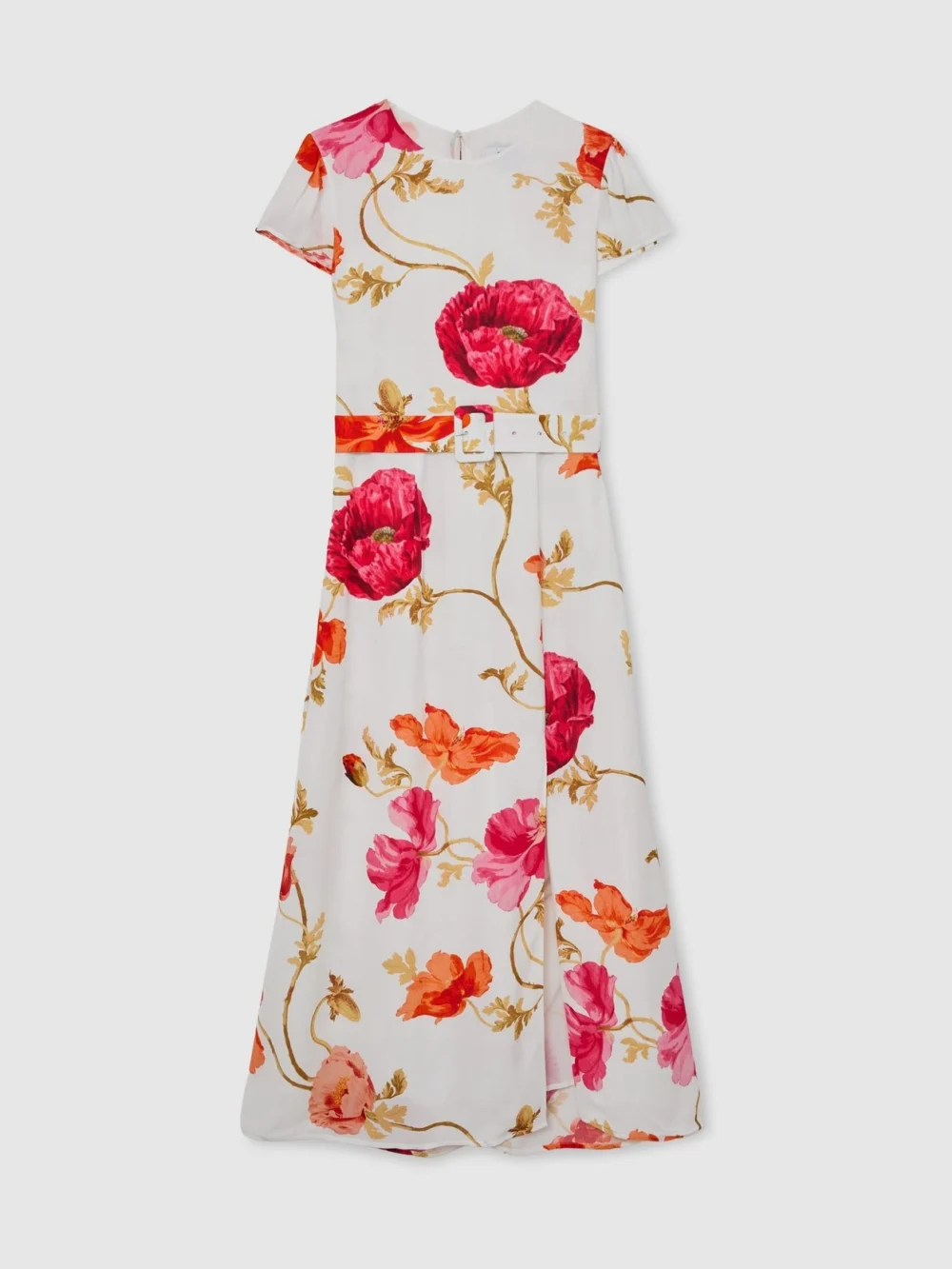 Reiss Lyra & Pink Floral-print Belted Midi Dress, 8, view 2