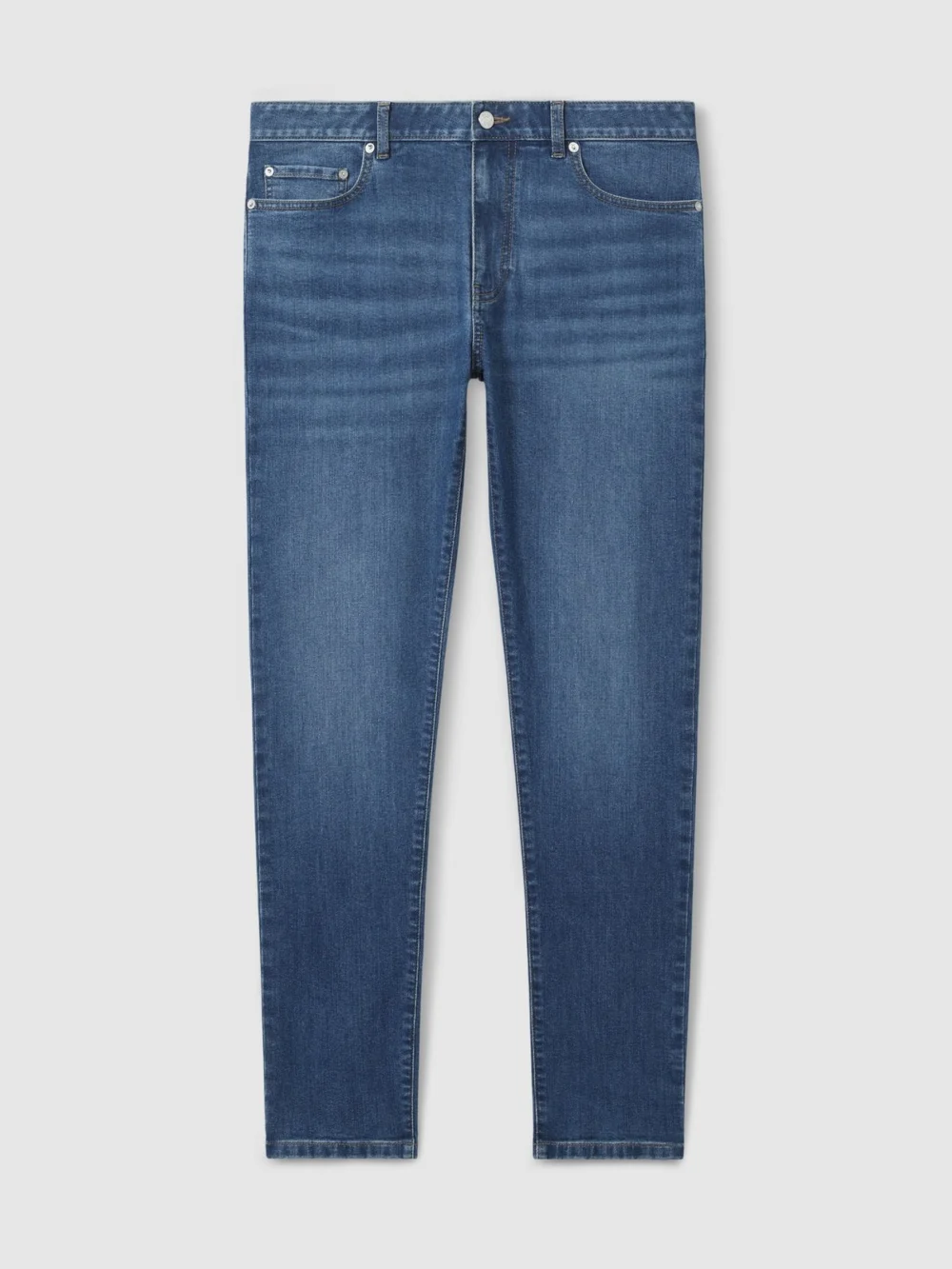 Reiss Maddison Mid Blue Wash Tapered Slim-fit Jeans, view 2