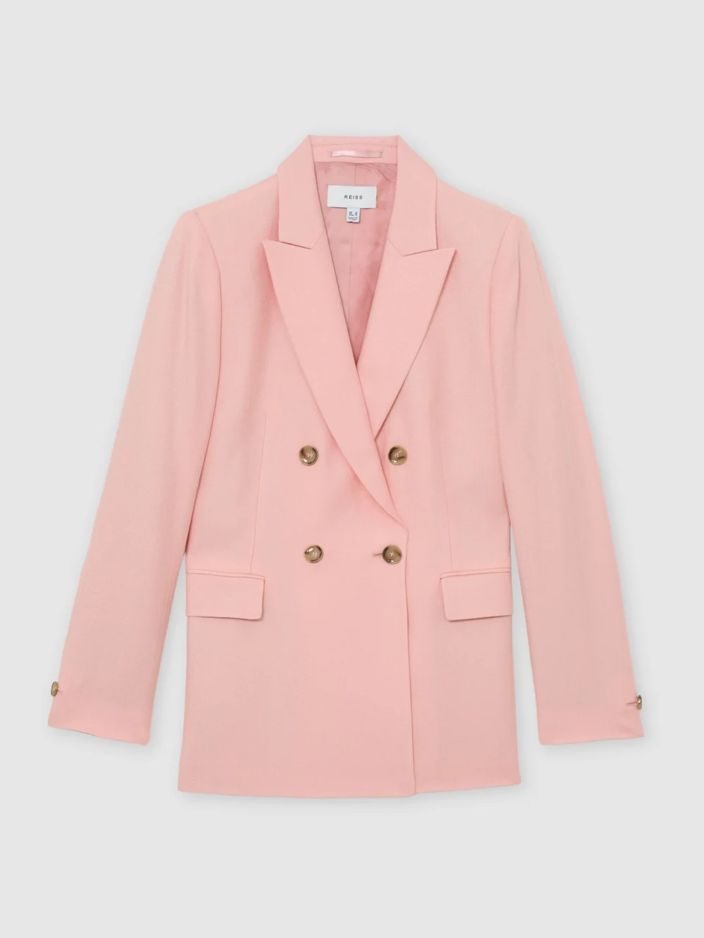 Reiss Magda Women's Pink Double-breasted Peak-lapel Suit Jacket, view 2