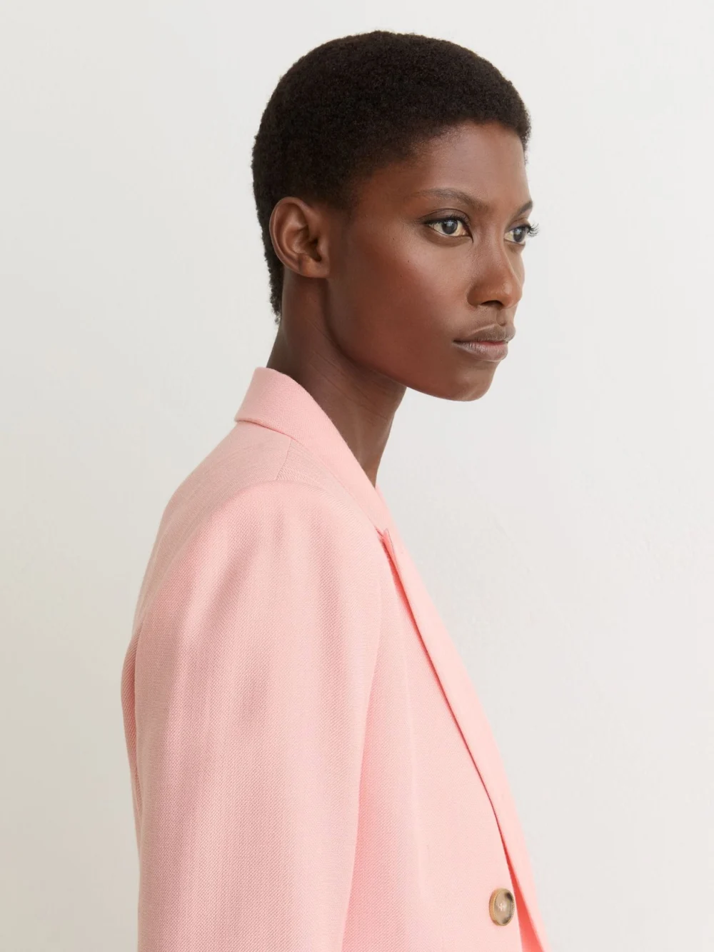 Reiss Magda Women's Pink Double-breasted Peak-lapel Suit Jacket, view 4