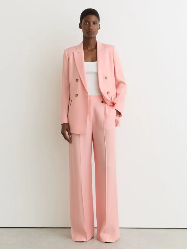 Reiss Magda Women's Pink Wide-leg Suit Trousers